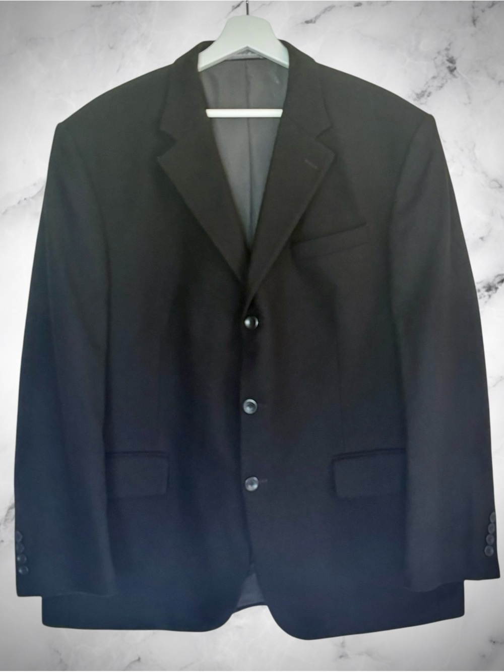 Oscar de la Renta Men’s 44R Black CASHMERE Wool Blazer 3 Button Sport Coat EUC